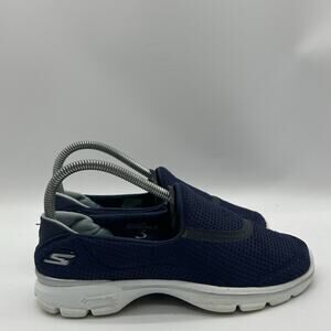 Women Size 6 Skechers Go Walk 3 Goga Plus Slip On Loafer 14047 Blue Fabric Shoes